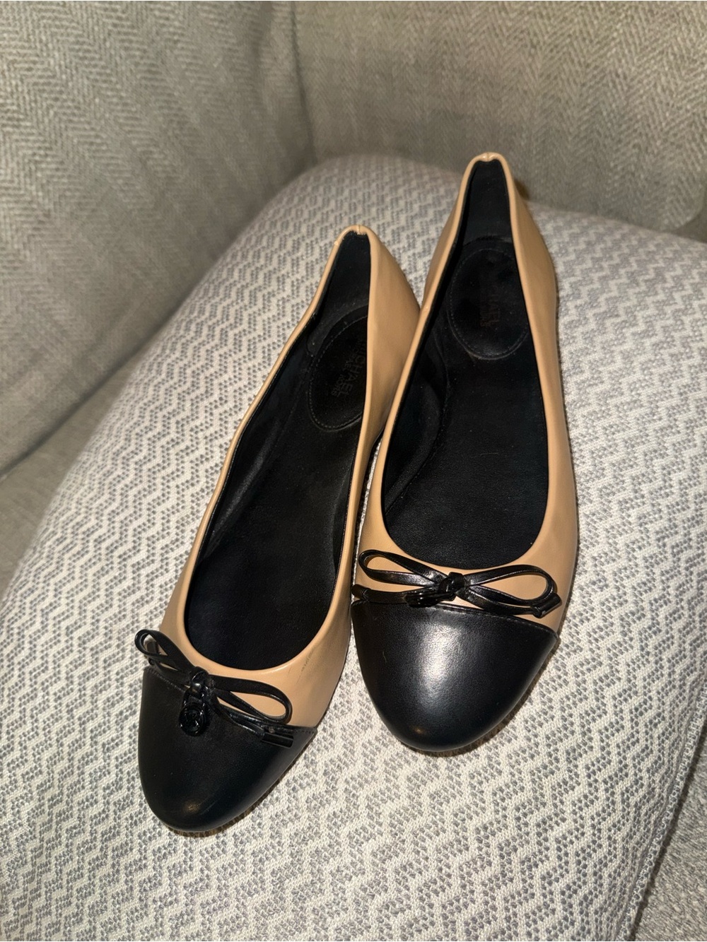 Michael Kors Two-Tone Tan and Black Ballet Flats